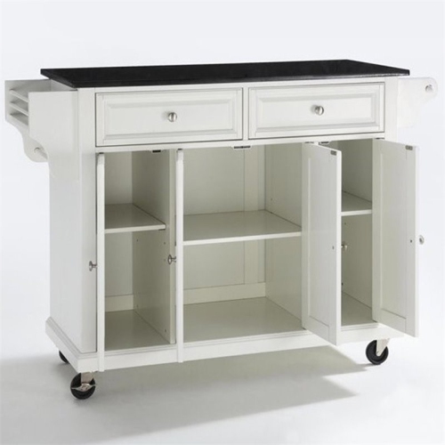 CROSLEY FURNITURE  Black Granite Top Kitchen Cart In In White