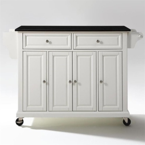 Crosley Black Granite Top Kitchen Cart in White