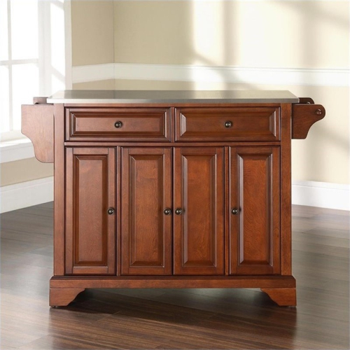 Crosley LaFayette Stainless Steel Top Kitchen Island in Cherry