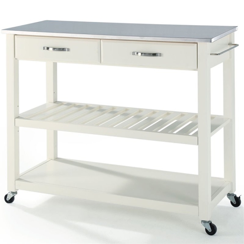 CROSLEY FURNITURE  2 Drawer Stainless Steel Top Kitchen Cart In In White