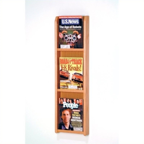 Wooden Mallet 3 Pocket Magazine wall Display in Light Oak