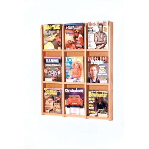 Wooden Mallet 9 Magazine Oak and Acrylic wall Display with Light Oak