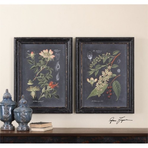 Uttermost Midnight Botanicals 2 Piece Wall Art Set