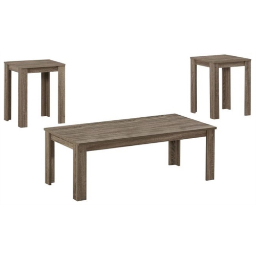 Ensemble de 3 tables de salon d'appoint en bout de table basse, fini brun stratifié