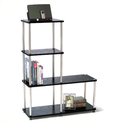 Convenience Concepts Designs2Go Multi "L" Bookshelf in Black Wood Finish