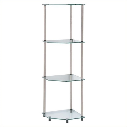 Convenience Concepts Designs2Go Classic Clear Glass 4 Tier Corner Shelf