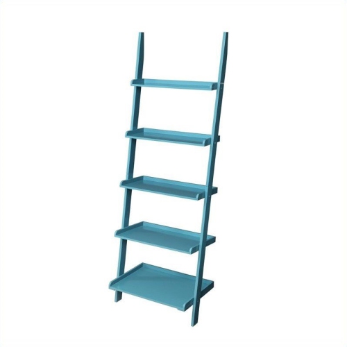 Convenience Concepts French Country Bookshelf Ladder in Blue Wood Finish