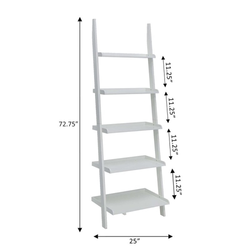 Convenience Concepts French Country Bookshelf Ladder in White Wood Finish