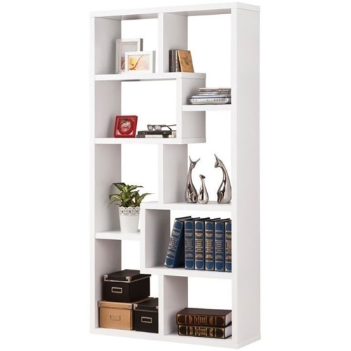 Coaster Contemporary Asymmetrical Bookcase in White
