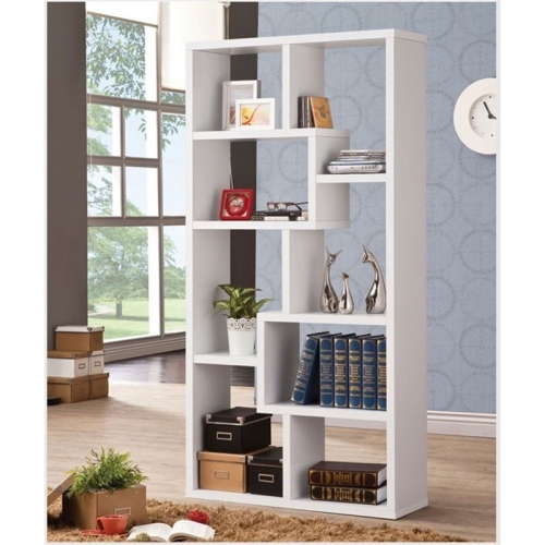 Coaster Contemporary Asymmetrical Bookcase in White