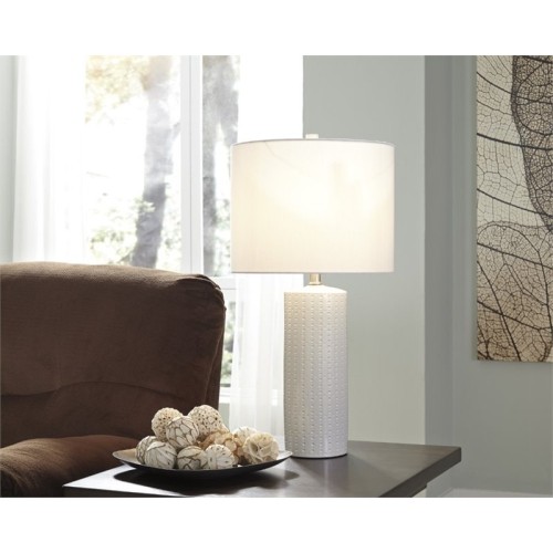 Ashley Steuben Ceramic Table Lamp in White
