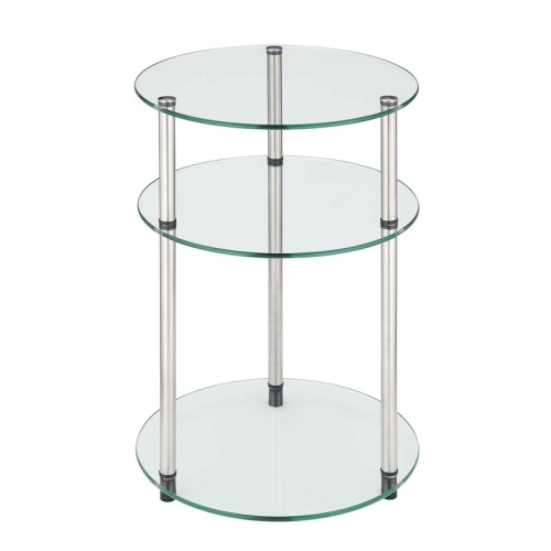 CONVENIENCE CONCEPTS  Classic Clear Glass Three Tier Round Table