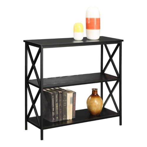 Convenience Concepts Tucson 2 Shelf Bookcase in Black Wood Finish