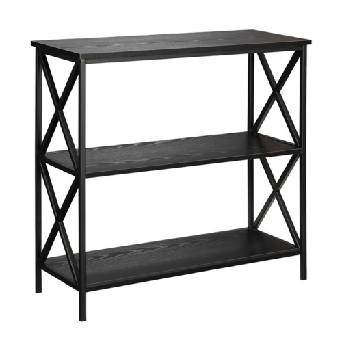 Convenience Concepts Tucson 2 Shelf Bookcase in Black Wood Finish