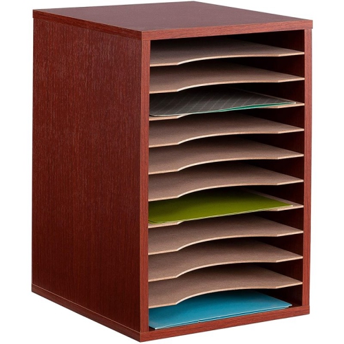 Safco 11 Compartment Vertical Desk Organizer in Cherry