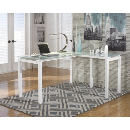 ASHLEY FURNITURE  Signature Design By Ashley Baraga L Shaped Desk In In White