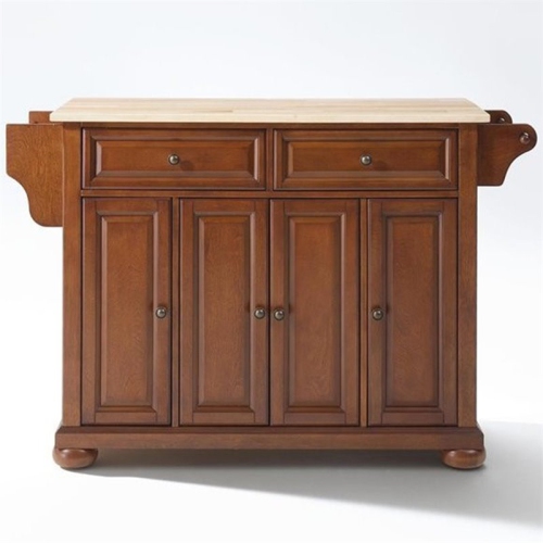 Crosley Alexandria Natural Wood Top Kitchen Island in Cherry