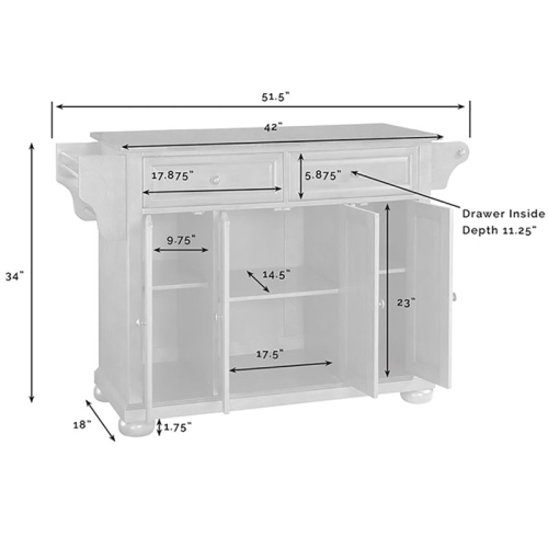 Crosley Alexandria Natural Wood Top Kitchen Island in Cherry