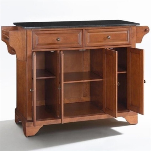 Crosley LaFayette Black Granite Top Kitchen Island in Cherry