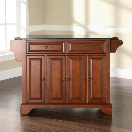 Crosley LaFayette Black Granite Top Kitchen Island in Cherry