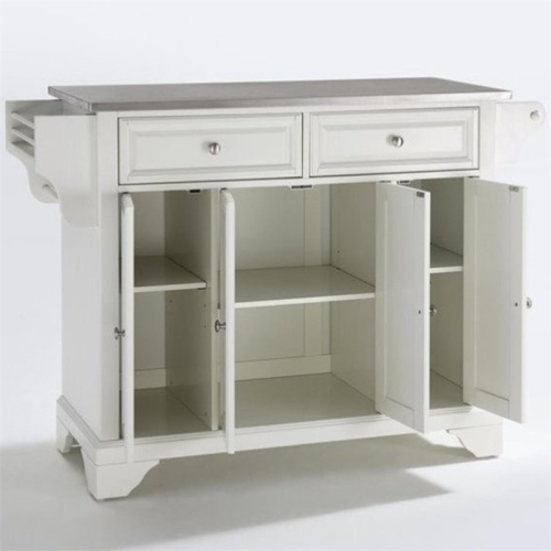 CROSLEY FURNITURE  Lafayette Stainless Steel Top Kitchen Island In In White