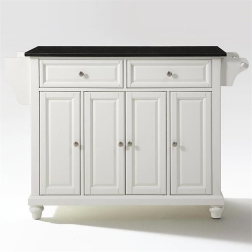 Crosley Cambridge Black Granite Top Kitchen Island in White