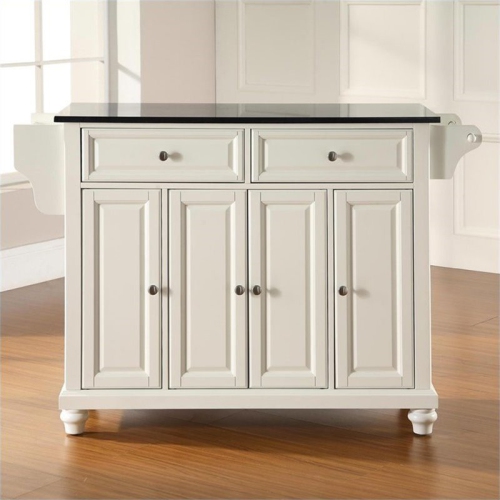 Crosley Cambridge Black Granite Top Kitchen Island in White
