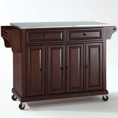 CROSLEY FURNITURE  Stainless Steel Top Kitchen Cart In In Mahogany 