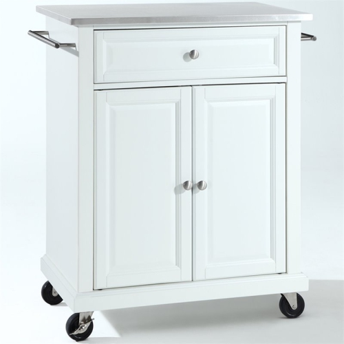 CROSLEY FURNITURE  Stainless Steel Top Portable Kitchen Cart In In White