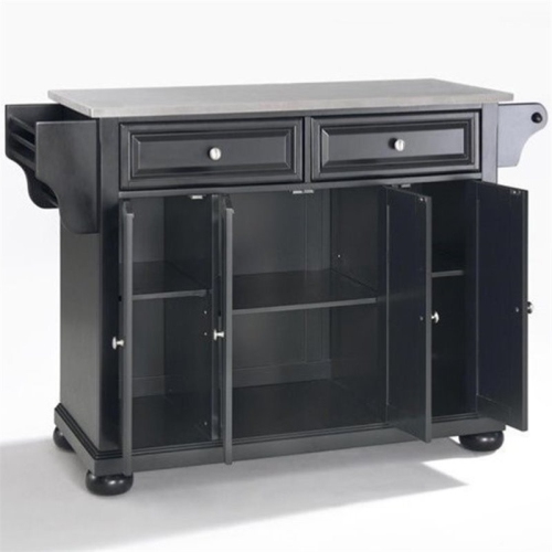 CROSLEY FURNITURE  Alexandria Stainless Steel Top Kitchen Island In In Black