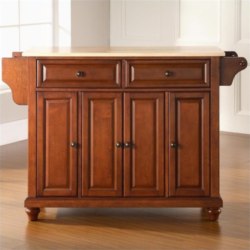 Crosley Cambridge Natural Wood Top Kitchen Island in Cherry