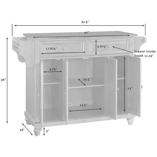 Crosley Cambridge Natural Wood Top Kitchen Island in Cherry