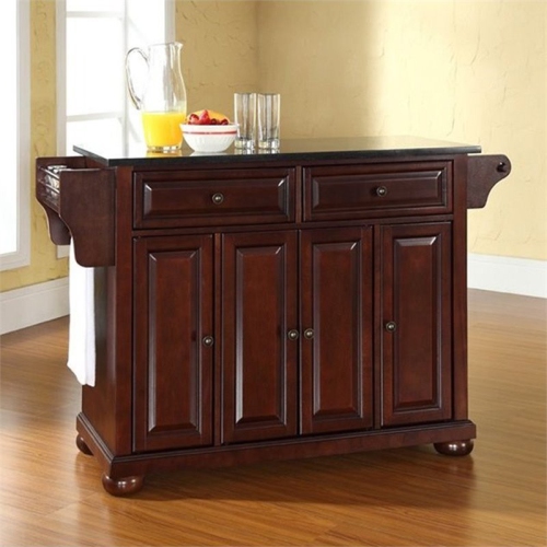 Crosley Alexandria Black Granite Top Kitchen Island in Mahogany