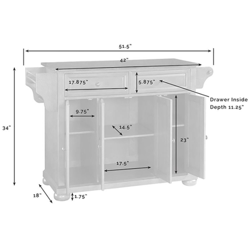 Crosley Alexandria Black Granite Top Kitchen Island in Mahogany