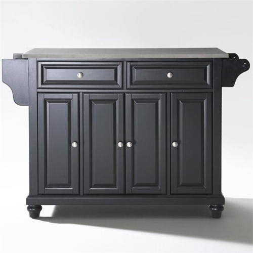 Crosley Cambridge Stainless Steel Top Kitchen Island in Black