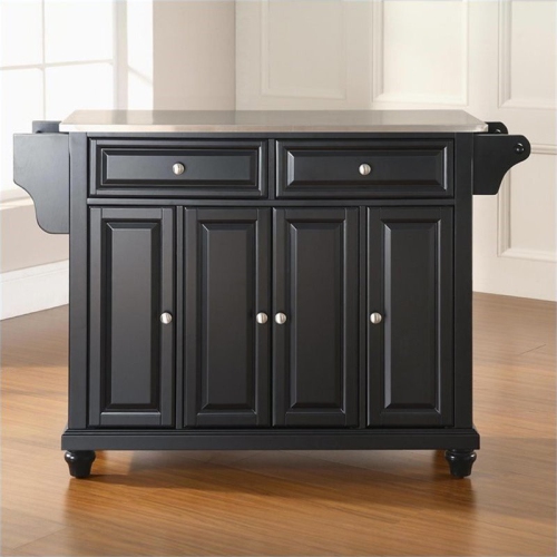 Crosley Cambridge Stainless Steel Top Kitchen Island in Black