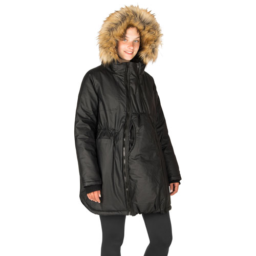 Modern Eternity Sofia Waxed Shell Maternity Parka Coat - Large - Black