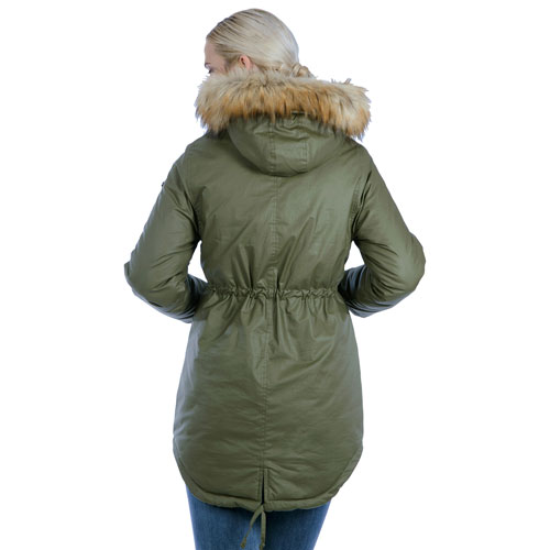 Modern Eternity Sofia Waxed Shell Maternity Parka Coat - X-Small - Khaki Green