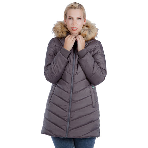 Modern Eternity Lexie Quilted Maternity Puffer Coat - X-Small - Grey