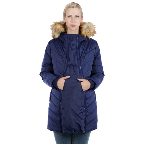 Modern Eternity Lexie Quilted Maternity Puffer Coat - X-Small - Navy