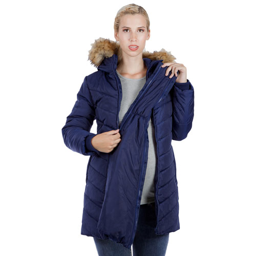 Manteau de maternité matelassé et bouffant Lexie de Modern Eternity - Très petit - Bleu marine