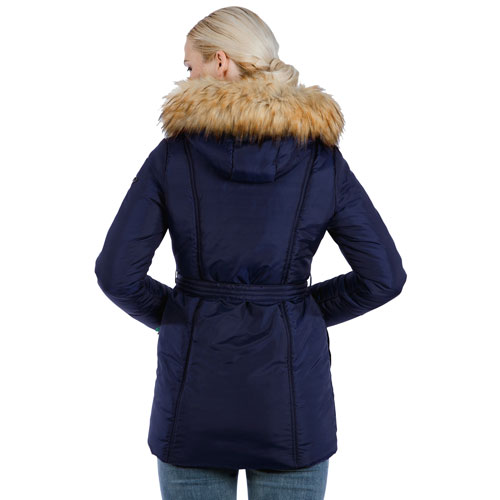 Modern Eternity Rachel Chevron Polyester Maternity Puffer Coat - Medium - Navy