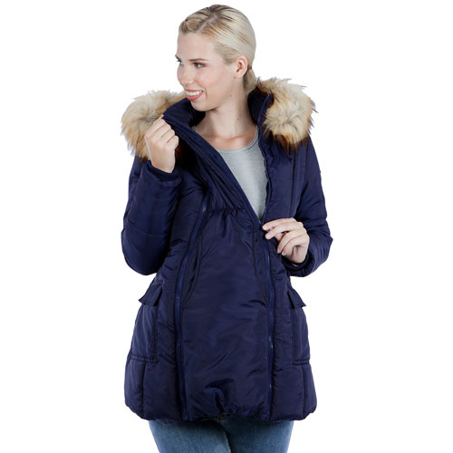 Modern Eternity Rachel Maternity Puffer Coat - Large - Navy