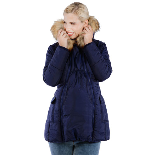 Modern Eternity Rachel Maternity Puffer Coat - Large - Navy
