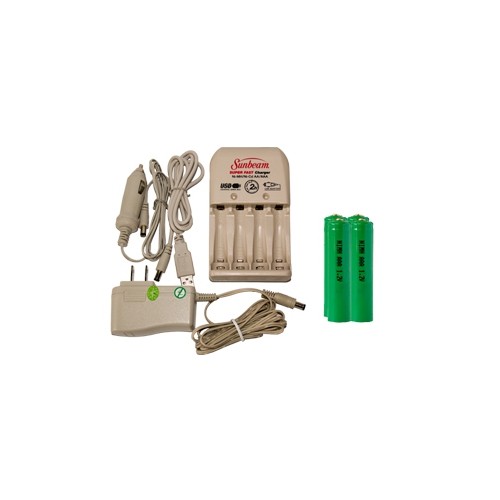 Sunbeam AA / AAA Battery Charger + 4 AAA NiMH Batteries