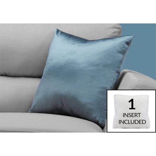 PILLOW - 18"X 18" / PALE BLUE SATIN / 1PC