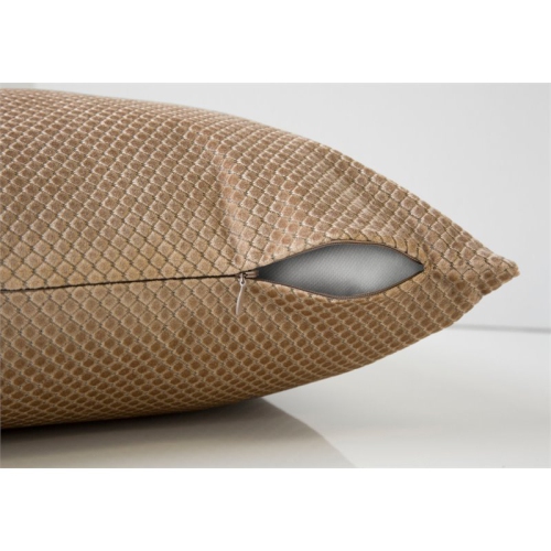 PILLOW - 18"X 18" / BEIGE DIAMOND VELVET / 1PC