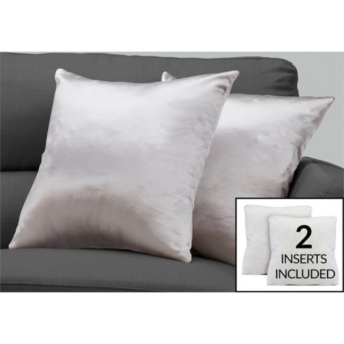 PILLOW - 18"X 18" / SILVER SATIN / 2PCS