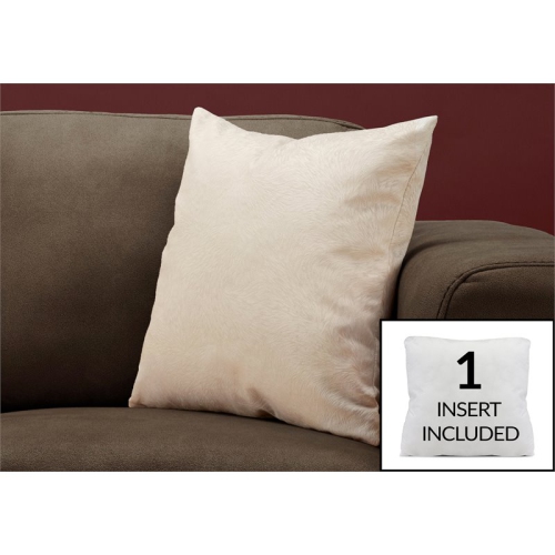 PILLOW - 18"X 18" / LIGHT TAUPE FEATHERED VELVET / 1PC