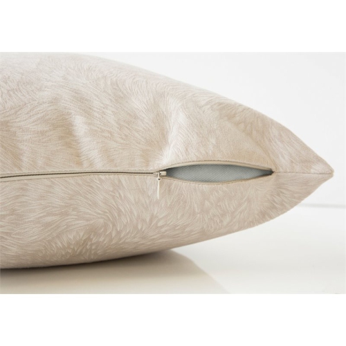 PILLOW - 18"X 18" / LIGHT TAUPE FEATHERED VELVET / 1PC
